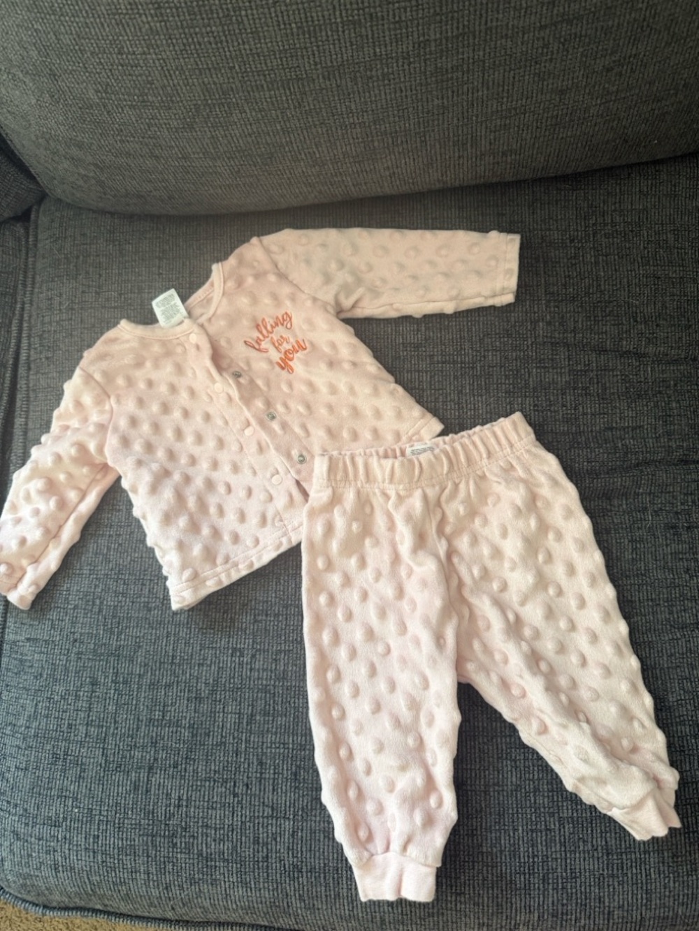 Le Top Baby Pink Textured Dot Pajama Set